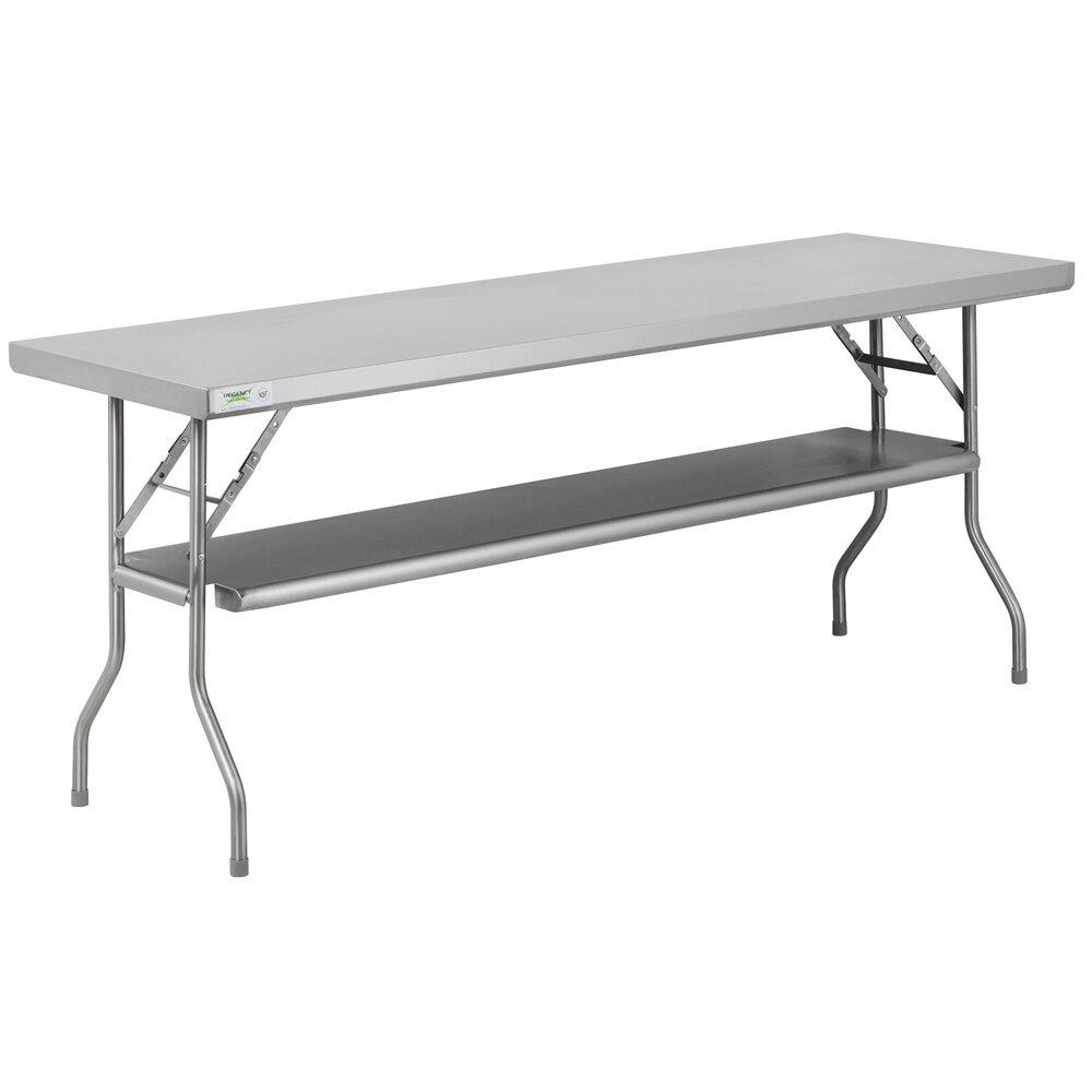 Regency 24 inch x 72 inch 18-Gauge Stainless Steel Folding Work Table with Removable Undershelf