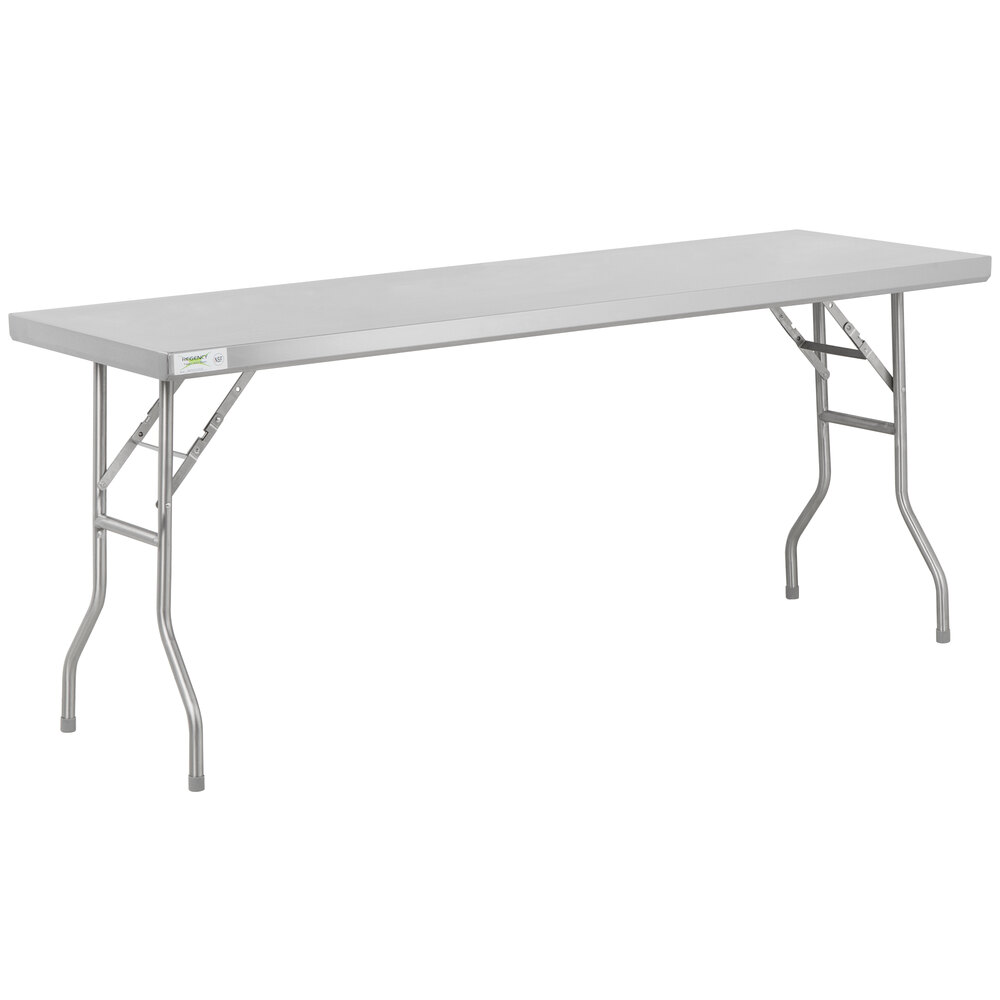 Regency 24 inch x 72 inch 18-Gauge Stainless Steel Open Base Folding Work Table