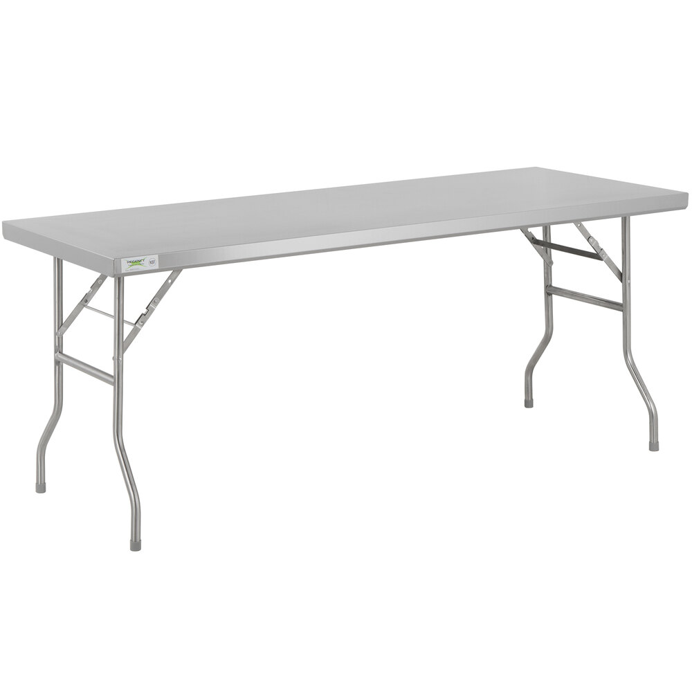 Regency 30 inch x 72 inch 18-Gauge Stainless Steel Open Base Folding Work Table
