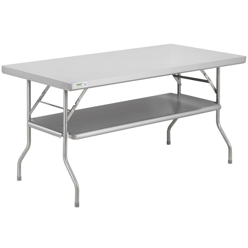 Regency 30 inch x 60 inch 18-Gauge Stainless Steel Folding Work Table with Removable Undershelf