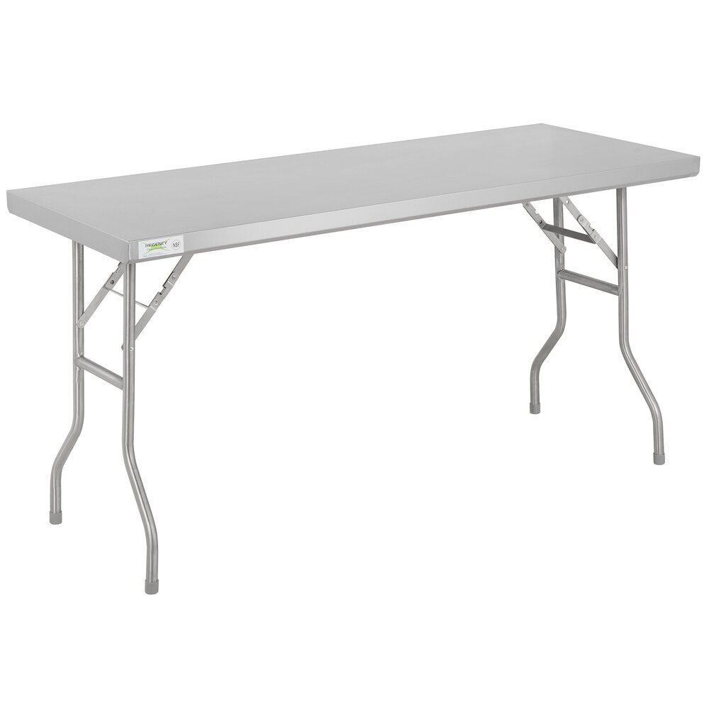Regency 24 inch x 60 inch 18-Gauge Stainless Steel Open Base Folding Work Table