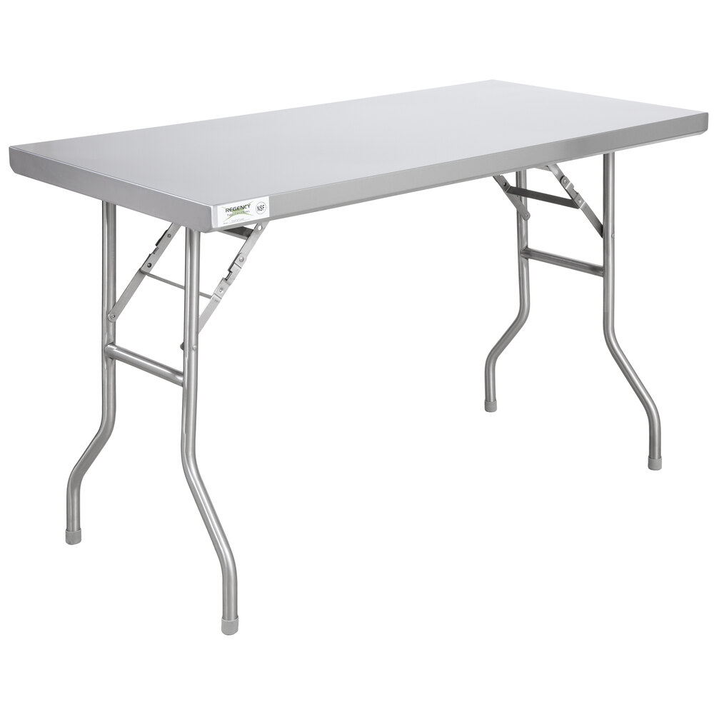 thumbnail image 2 of 24" X 60" Stainless Steel Folding Prep Table — Heavy Duty Commercial Kitchen Island With Adjustable Undershelf, 500 Lb Capacity 2 of 13