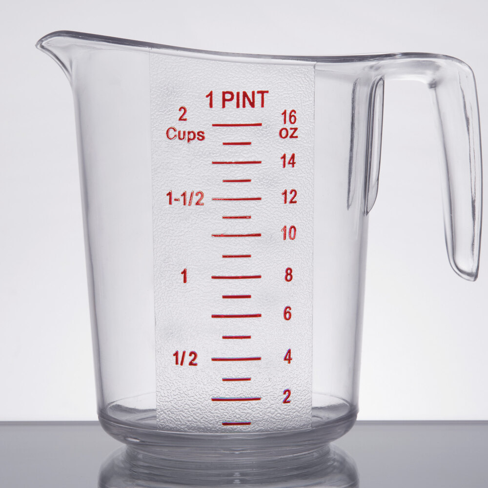 Choice 1 Pint Clear Plastic Measuring Cup with Gradations