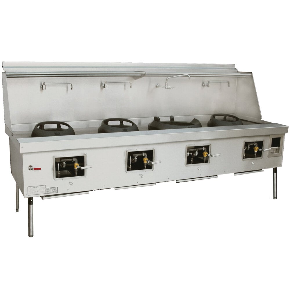 Town Y4SSN York™ Four Chamber Natural Gas Wok Range with (3) 13