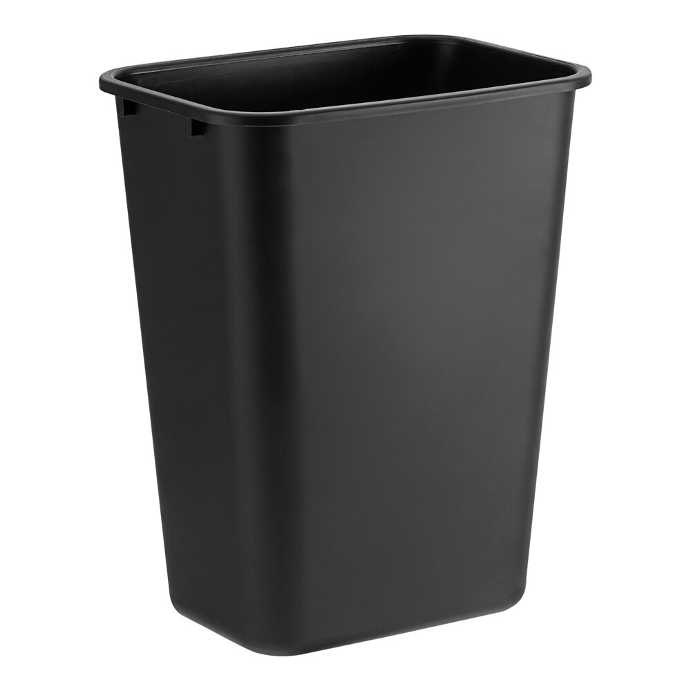 41 Qt. / 10 Gallon Black Rectangular Wastebasket / Trash Can