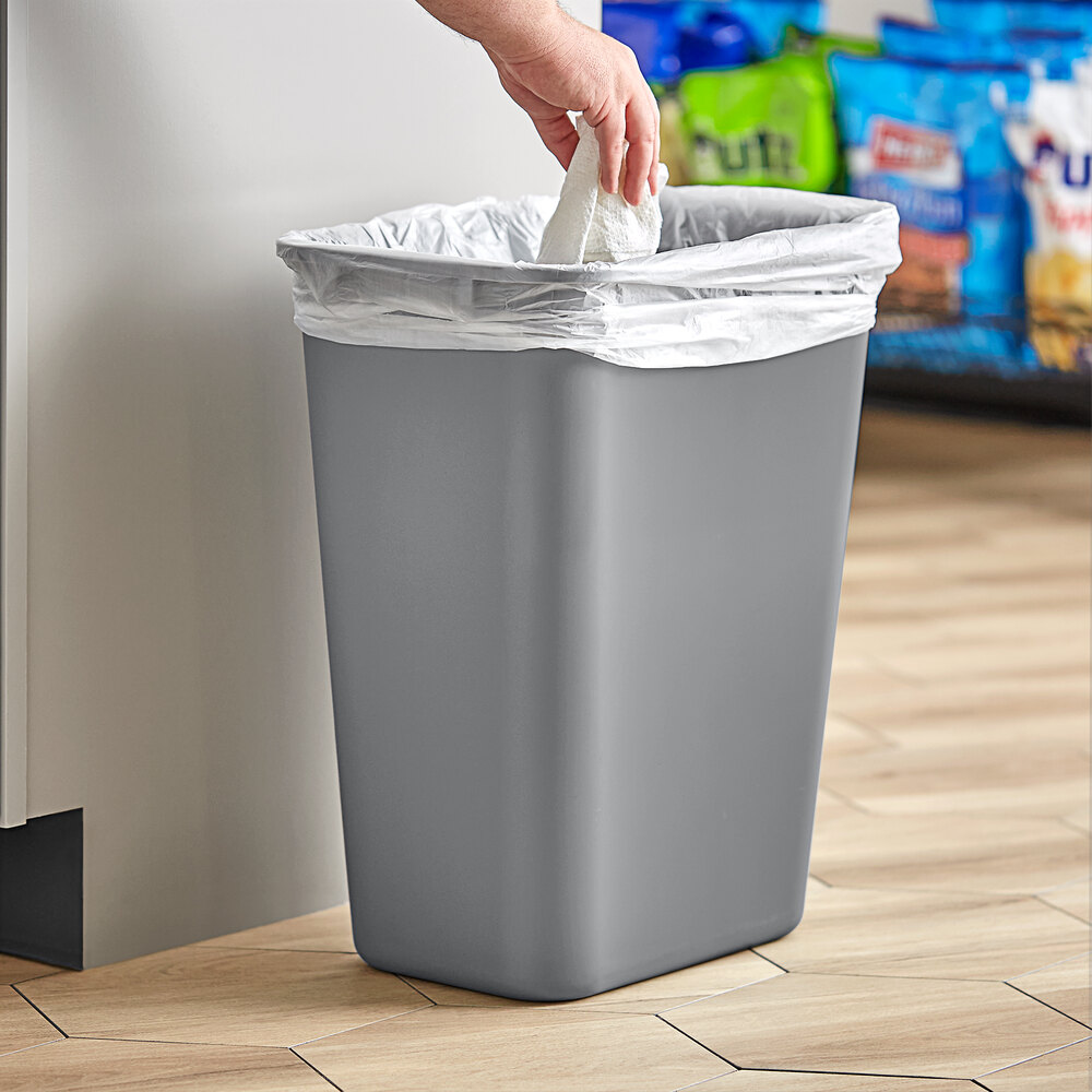 41 Qt. / 10 Gallon Gray Rectangular Wastebasket / Trash Can
