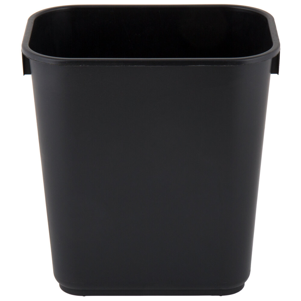 Lavex Janitorial 13 Qt. / 3 Gallon Black Rectangular Wastebasket