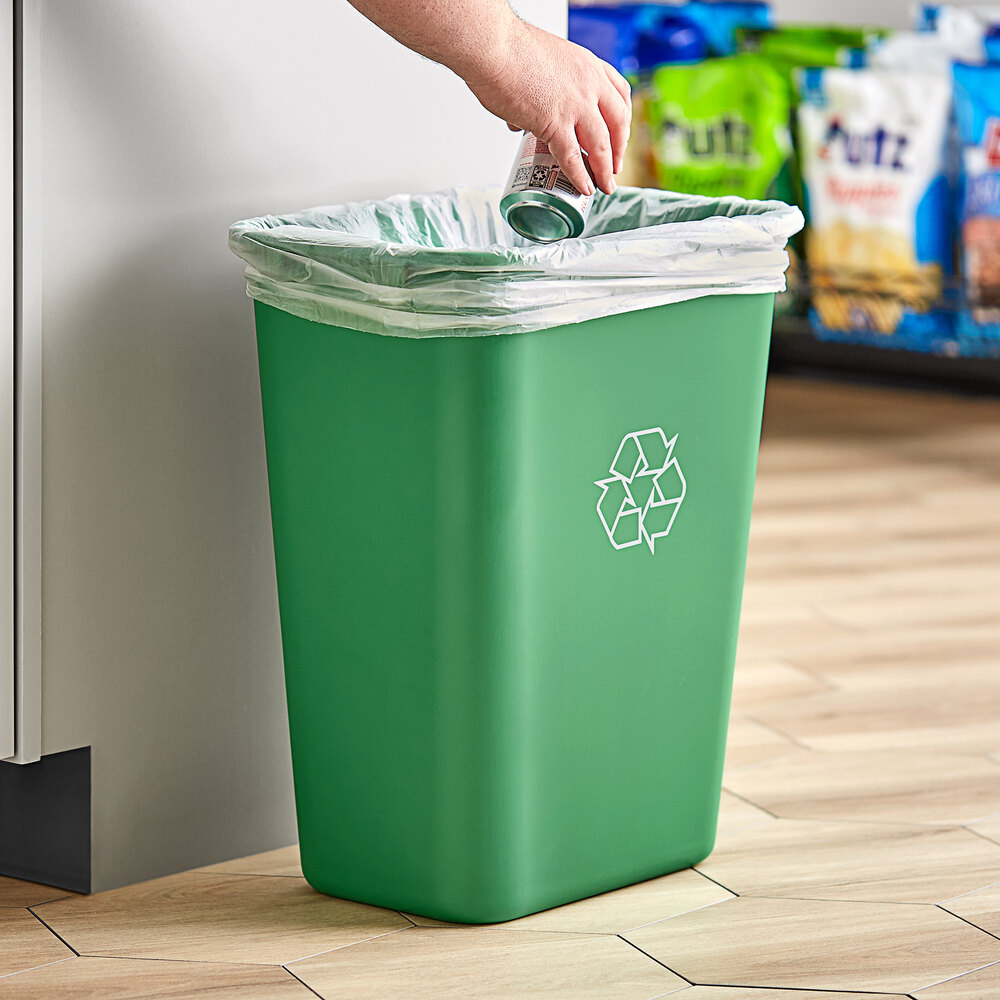 41 Qt. / 10 Gallon Green Rectangular Recycling Wastebasket / Trash Can