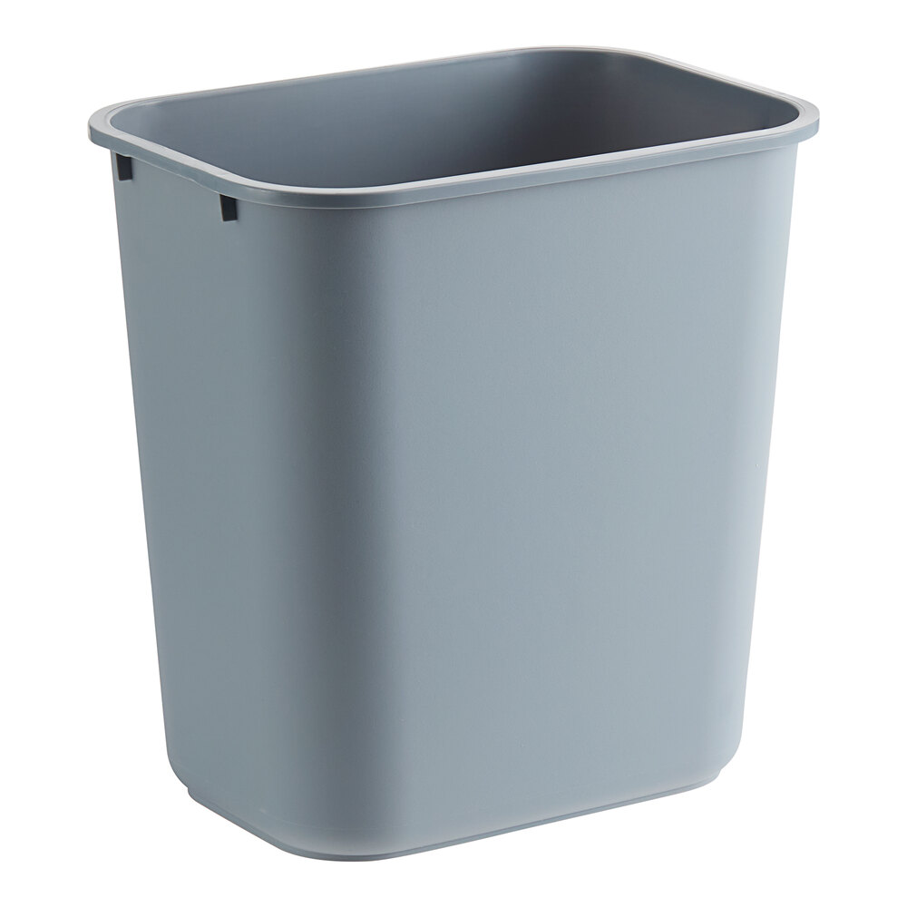 28 Qt. / 7 Gallon Gray Rectangular Wastebasket / Trash Can