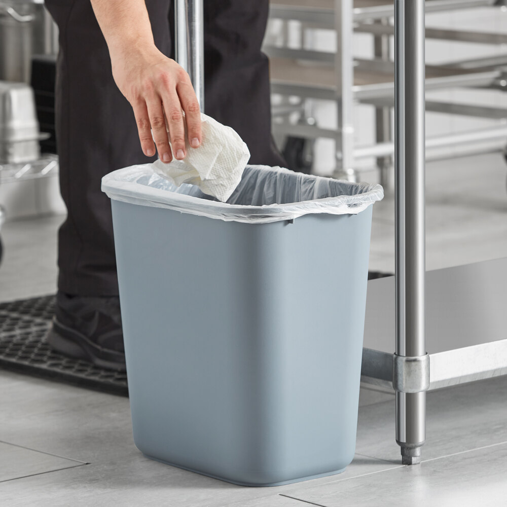 28 Qt. / 7 Gallon Gray Rectangular Wastebasket / Trash Can