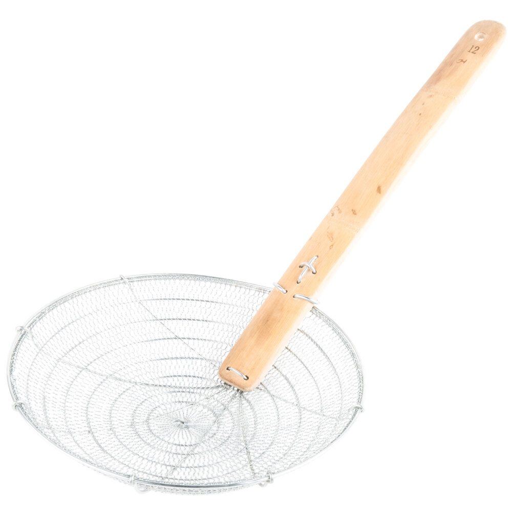 12" Round BambooHandled Fine Mesh Skimmer