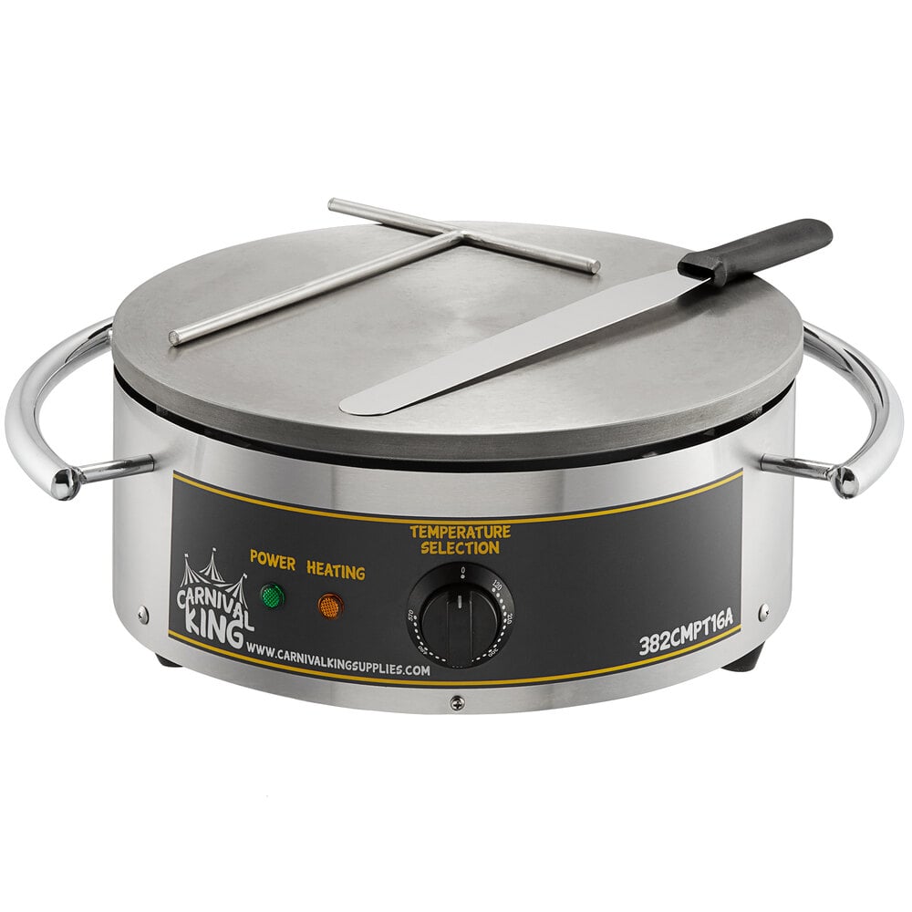 Carnival King CMPT16A 16 inch Round Portable Cast Iron Crepe Maker - 120V