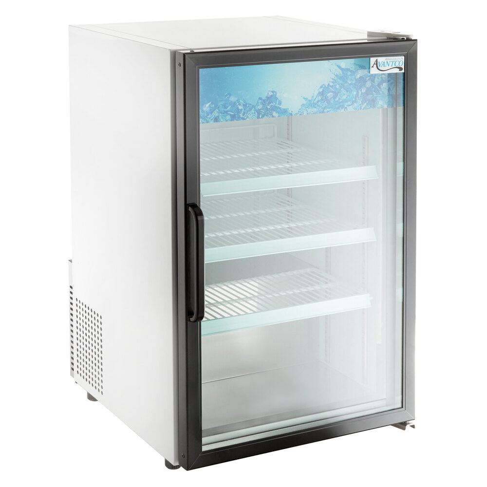 Avantco CRM7HC White Countertop Display Refrigerator with Swing Door 4.1 Cu. Ft.