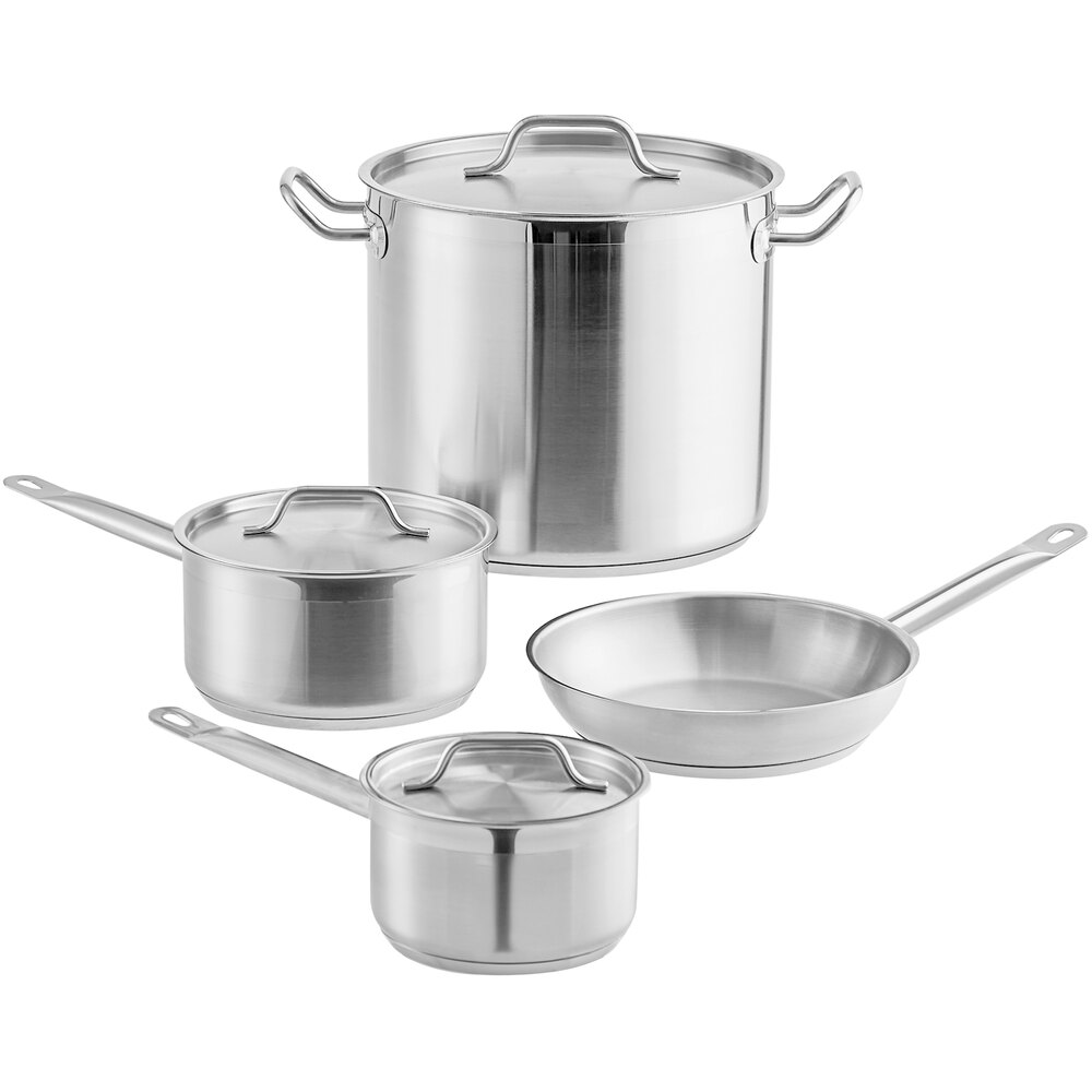 Vigor SS1 Series 15-Piece Induction Ready Stainless Steel Cookware Set with  3 Sauce Pans, 5 Qt. Saute, 3 Fry Pans, and 2 Stock Pots