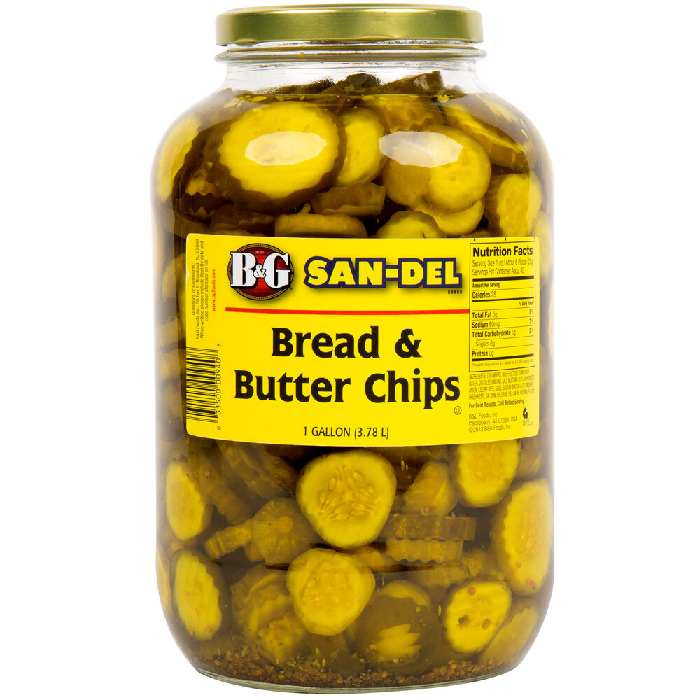 B&G 1 Gallon Sliced Bread and Butter Pickle Chips 4/Case