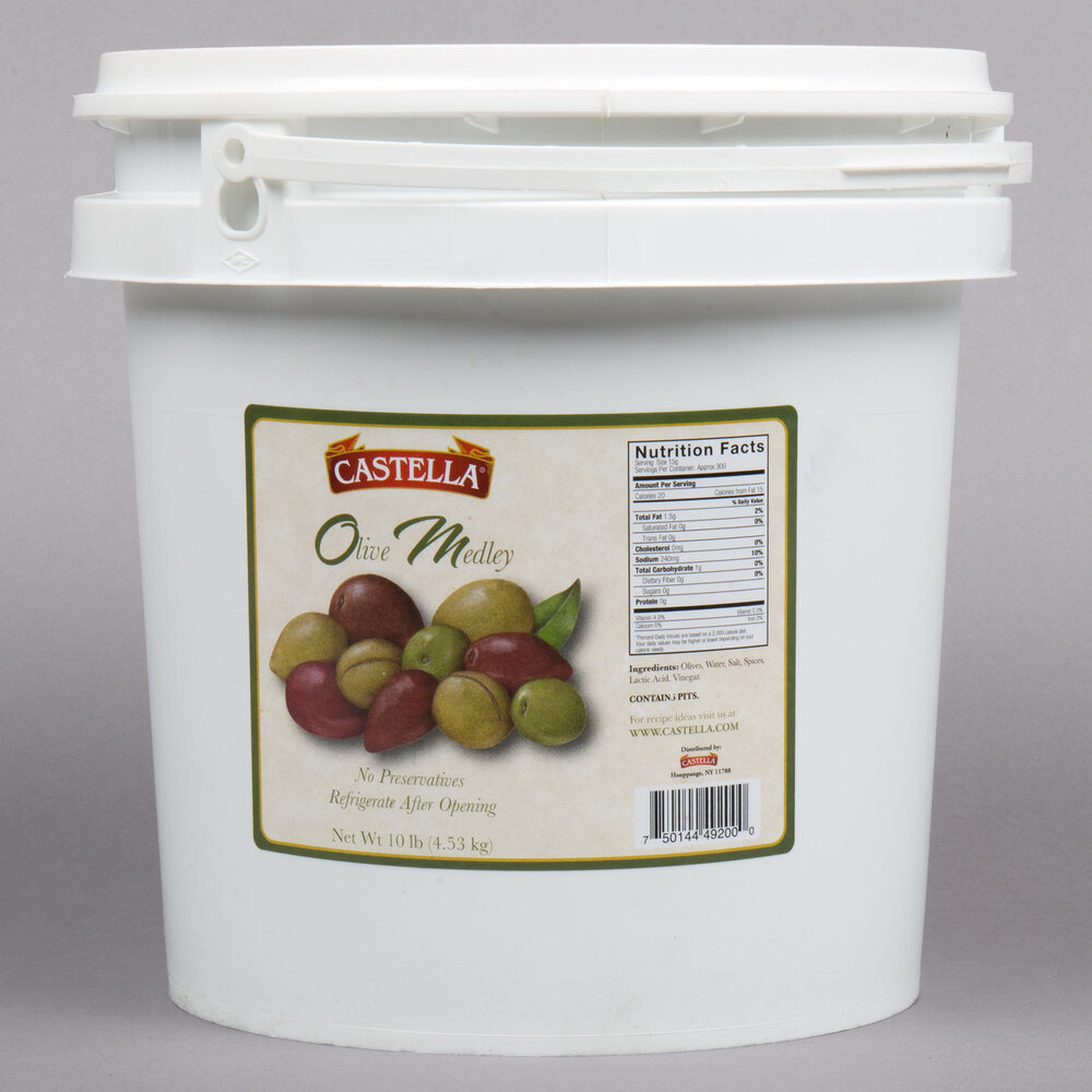 Castella 10 lb. Olive Medley with Pits