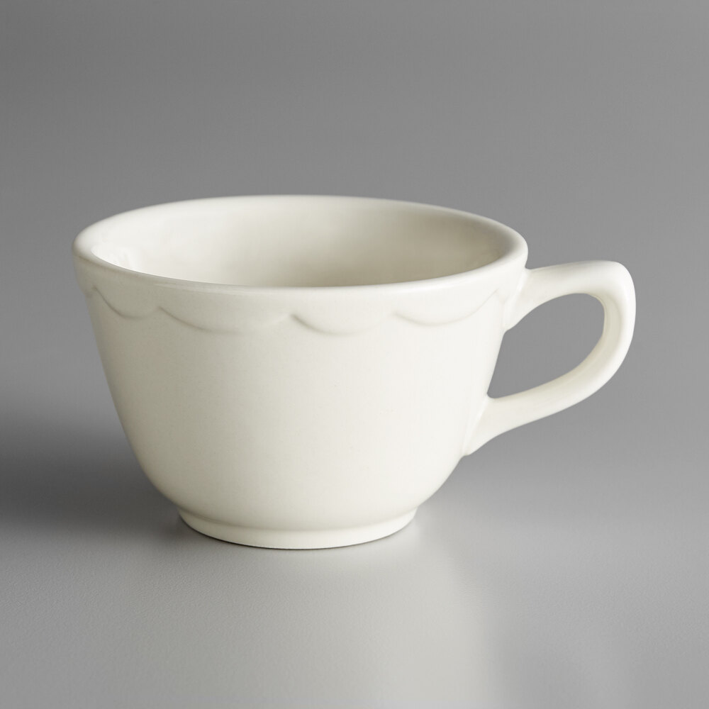 Choice 7 oz. Ivory (American White) Scalloped Edge Stoneware Coffee Cup