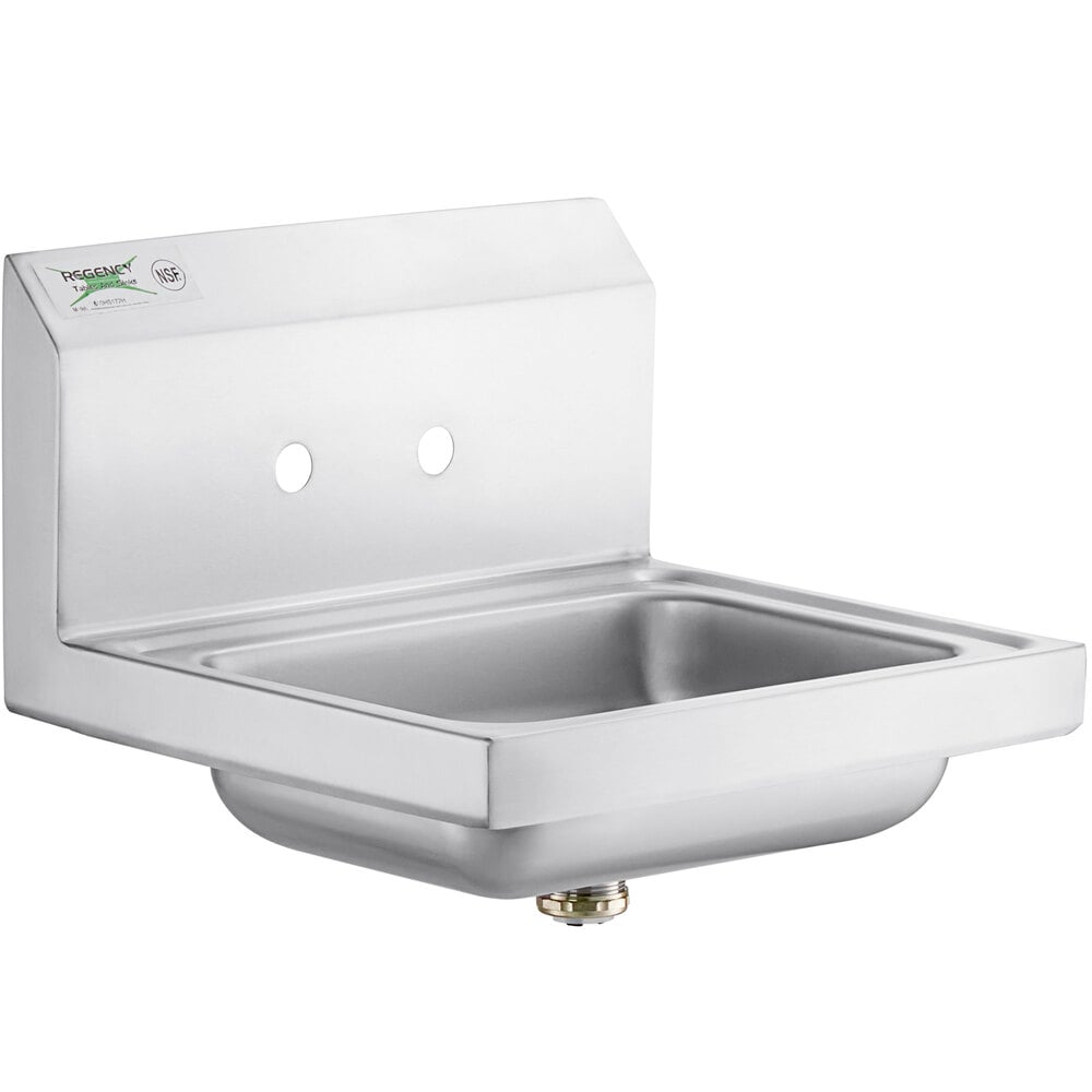 Regency 17 inch x 15 inch Wall Mounted Hand Sink for Gooseneck Faucet