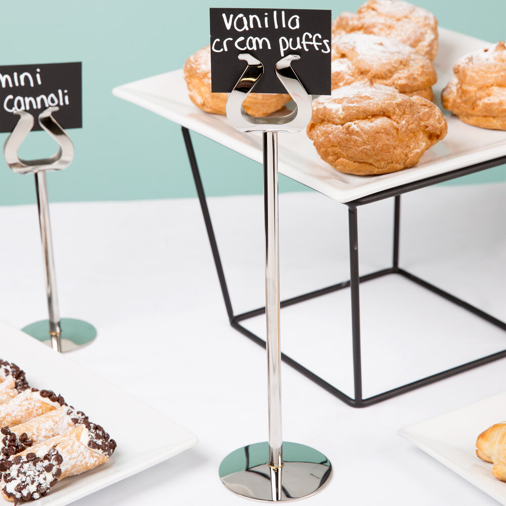 Tablecraft 2512 12" Stainless Steel Harp Menu / Card Holder