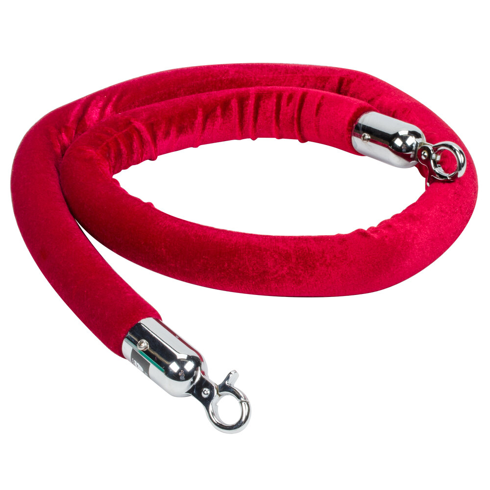 Red Chrome Rope Aarco Red 5' Stanchion Rope with Chrome Ends for Rope Style Crowd ...