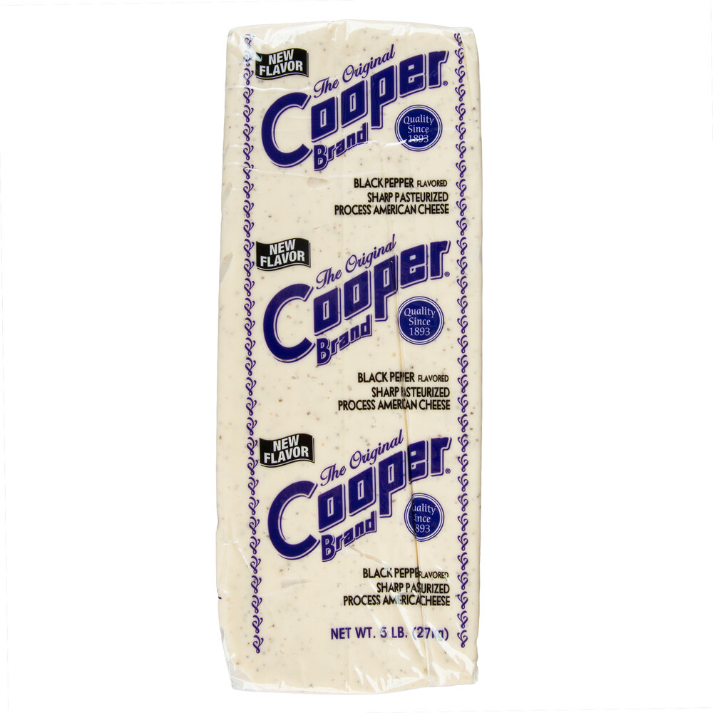 Cooper® Cheese Black Pepper Sharp White American Cheese 5 lb. Solid Block