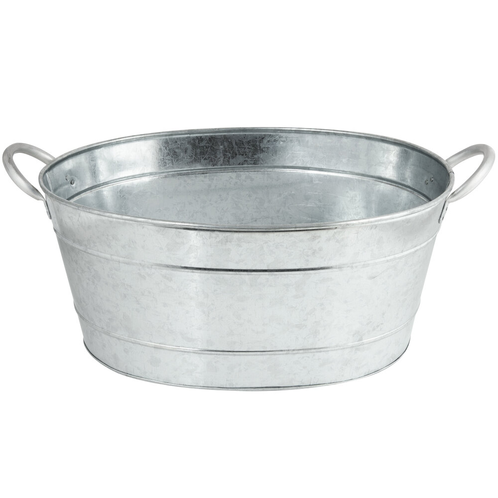 Tablecraft BT1914 Oval Galvanized Steel Beverage Tub - 19 x 14 x 9
