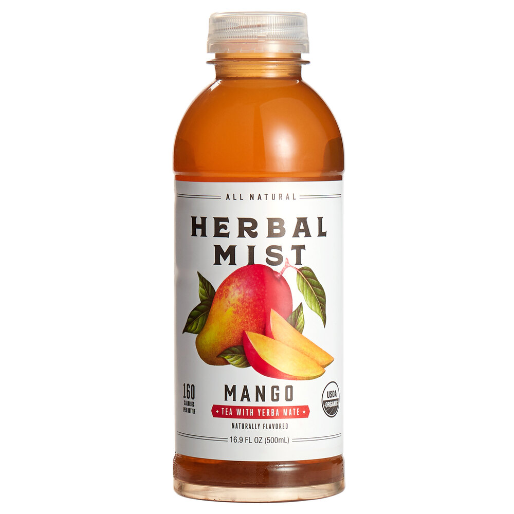 Herbal Mist AllNatural Organic Mango Iced Tea with Yerba Mate 16.9 fl