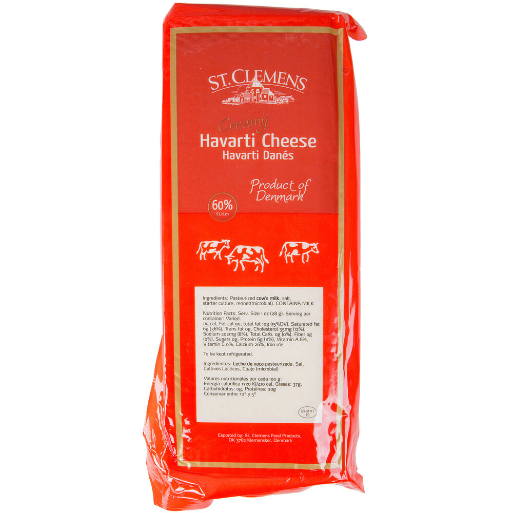 St. Clemens 9 lb. Danish Creamy Havarti Cheese Block