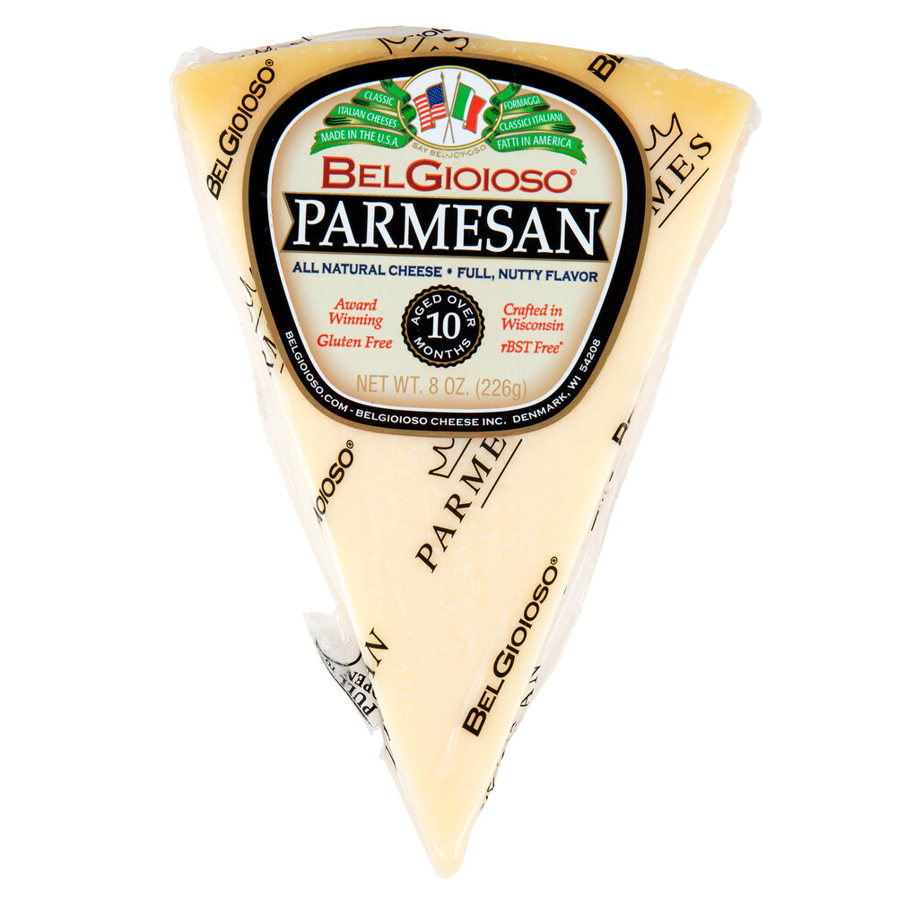 BelGioioso 8 oz. Parmesan Cheese Wedge 12/Case