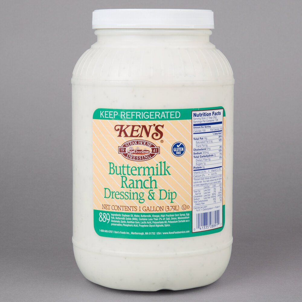 Ken's Foods 1 Gallon Buttermilk Ranch Dressing and Dip 4/Case