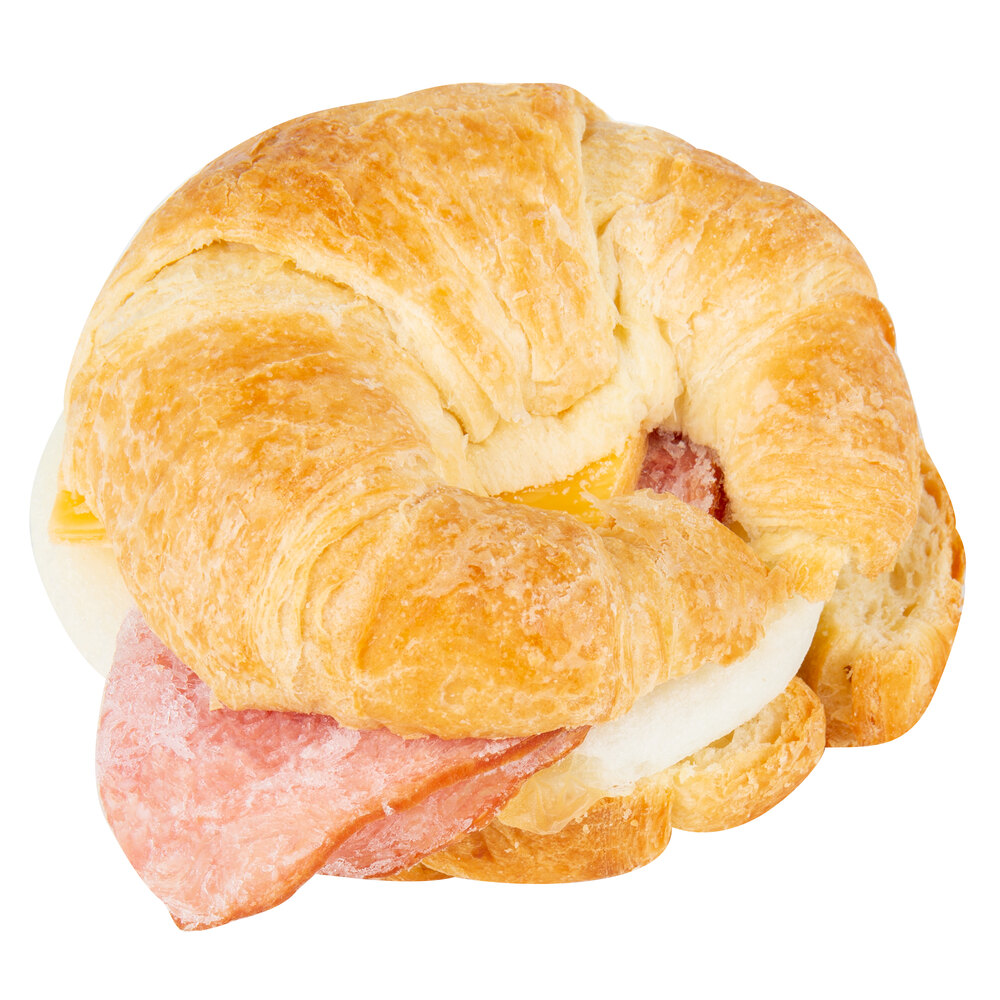 Lettieri's 4.1 oz. Egg, Ham, and Cheese Breakfast Croissant Sandwich
