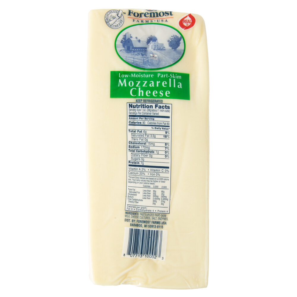 Foremost Farms USA 6 lb. Part Skim Milk Mozzarella Cheese