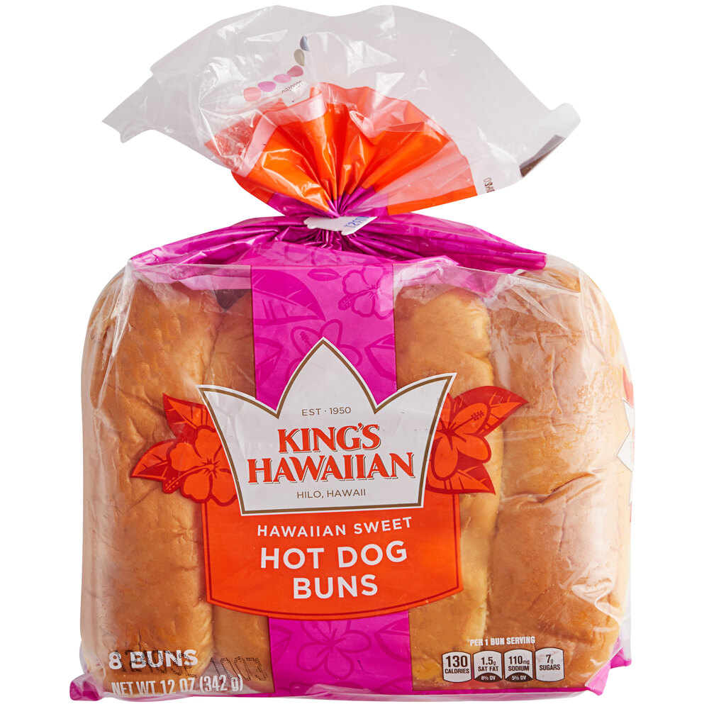 King's Hawaiian 8Pack Original Hawaiian Sweet Hot Dog Bun 12/Case