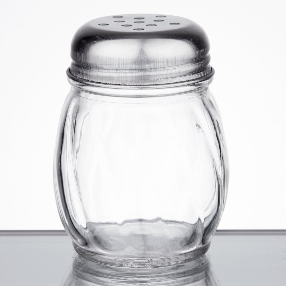 6 oz. Glass Cheese Shaker with Perforated Chrome Top 12/Pack