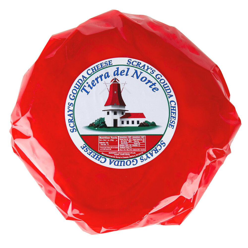 Scray Cheese Co. 10 lb. Wisconsin Gouda Cheese Wheel in Red Wax