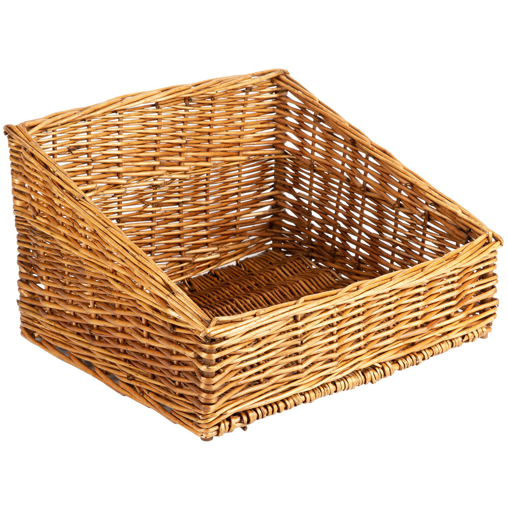 Natural Rectangular Wicker Display Basket 17" x 15" Slant Top