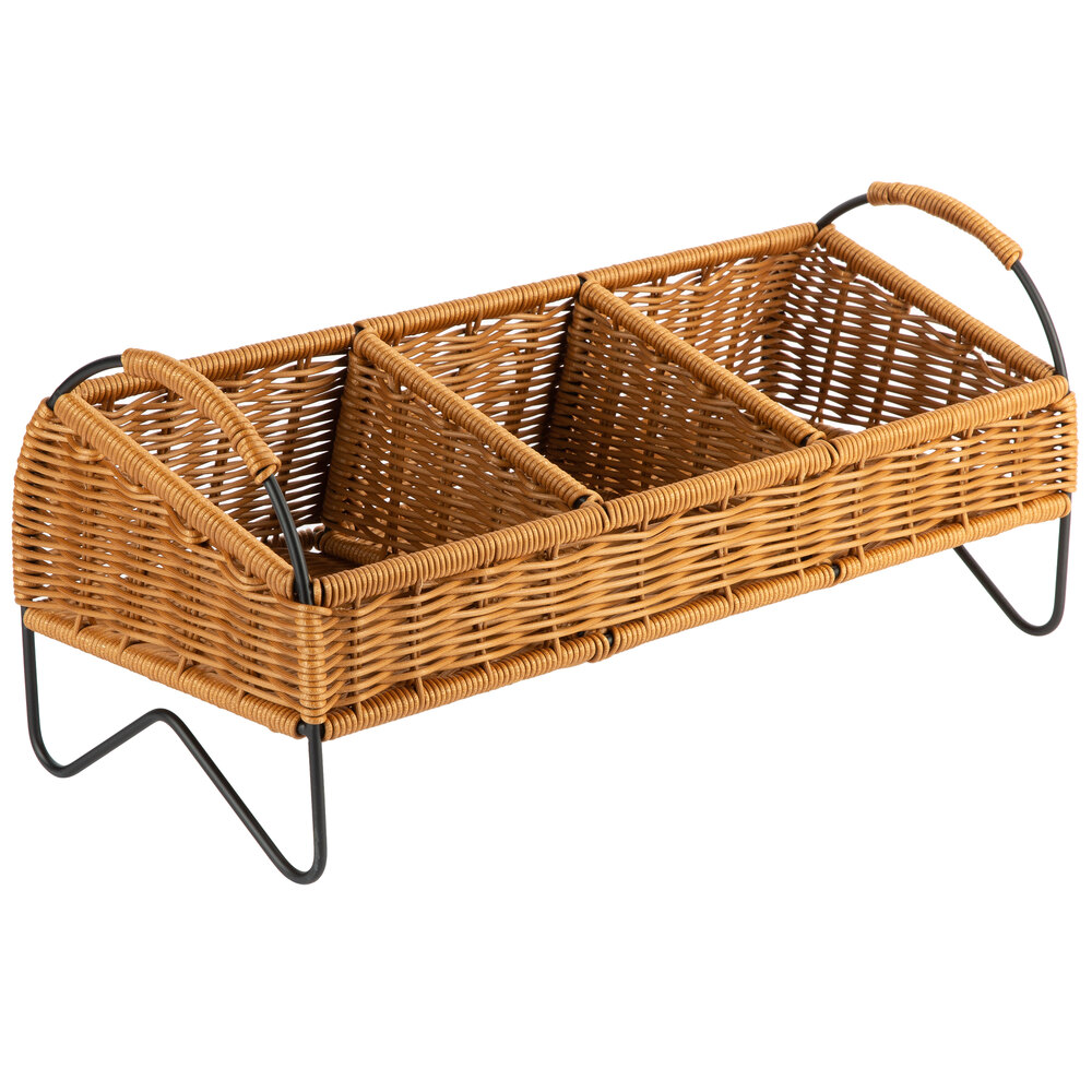 Natural 3 Compartment Rectangular Display Basket
