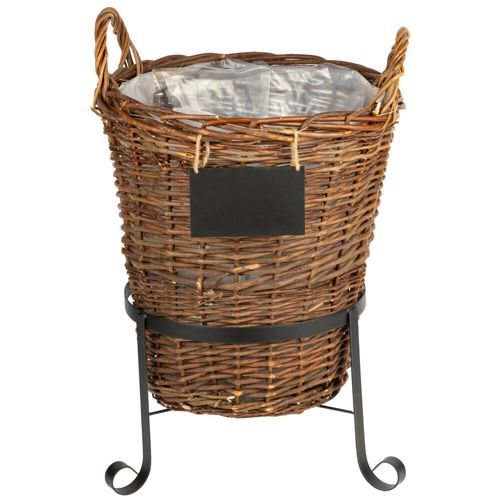 Wicker Basket Stand with Metal Sign Shop Wholesale Prices