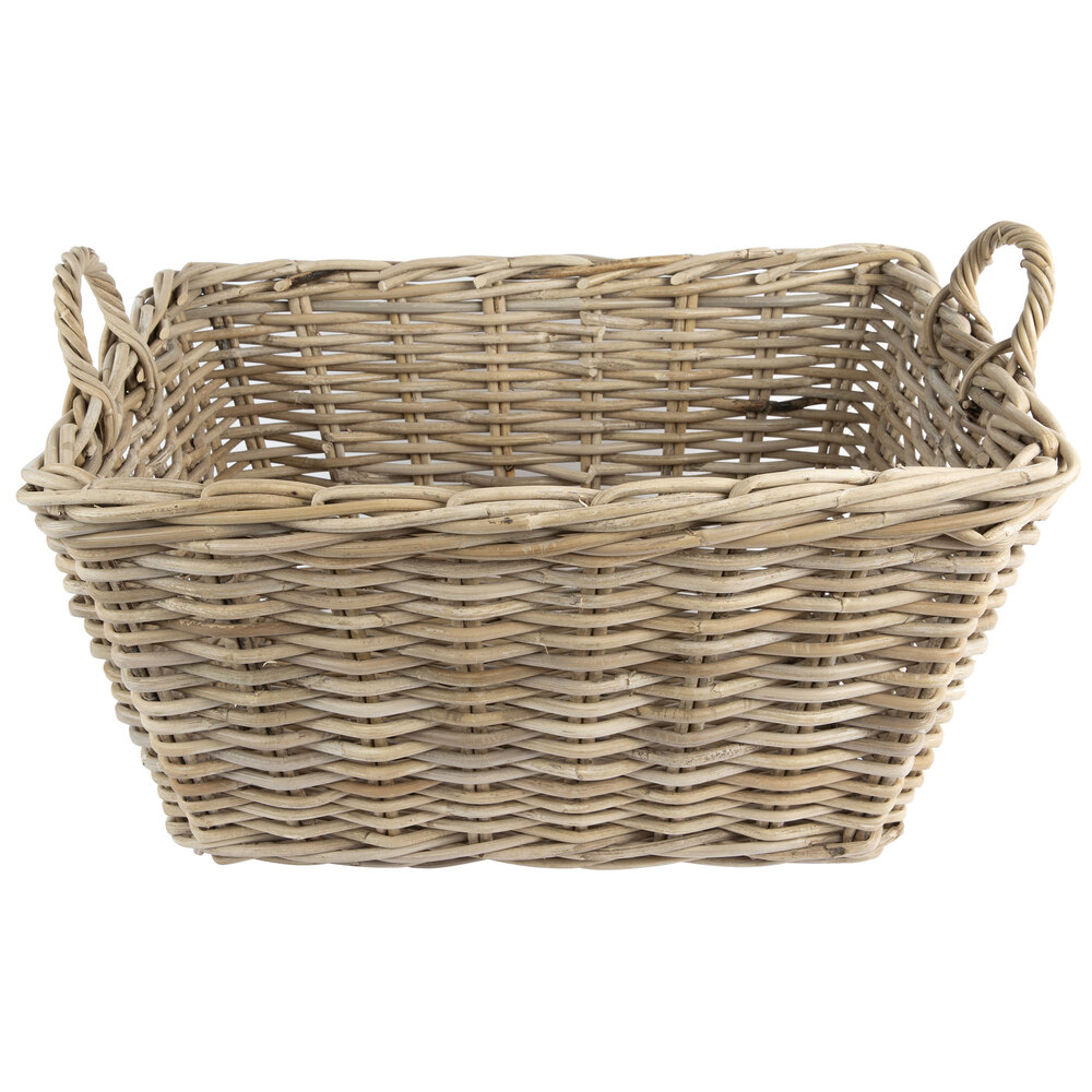 Ash Rectangular Wicker Display Basket with Handles 23" x 17" x 12"