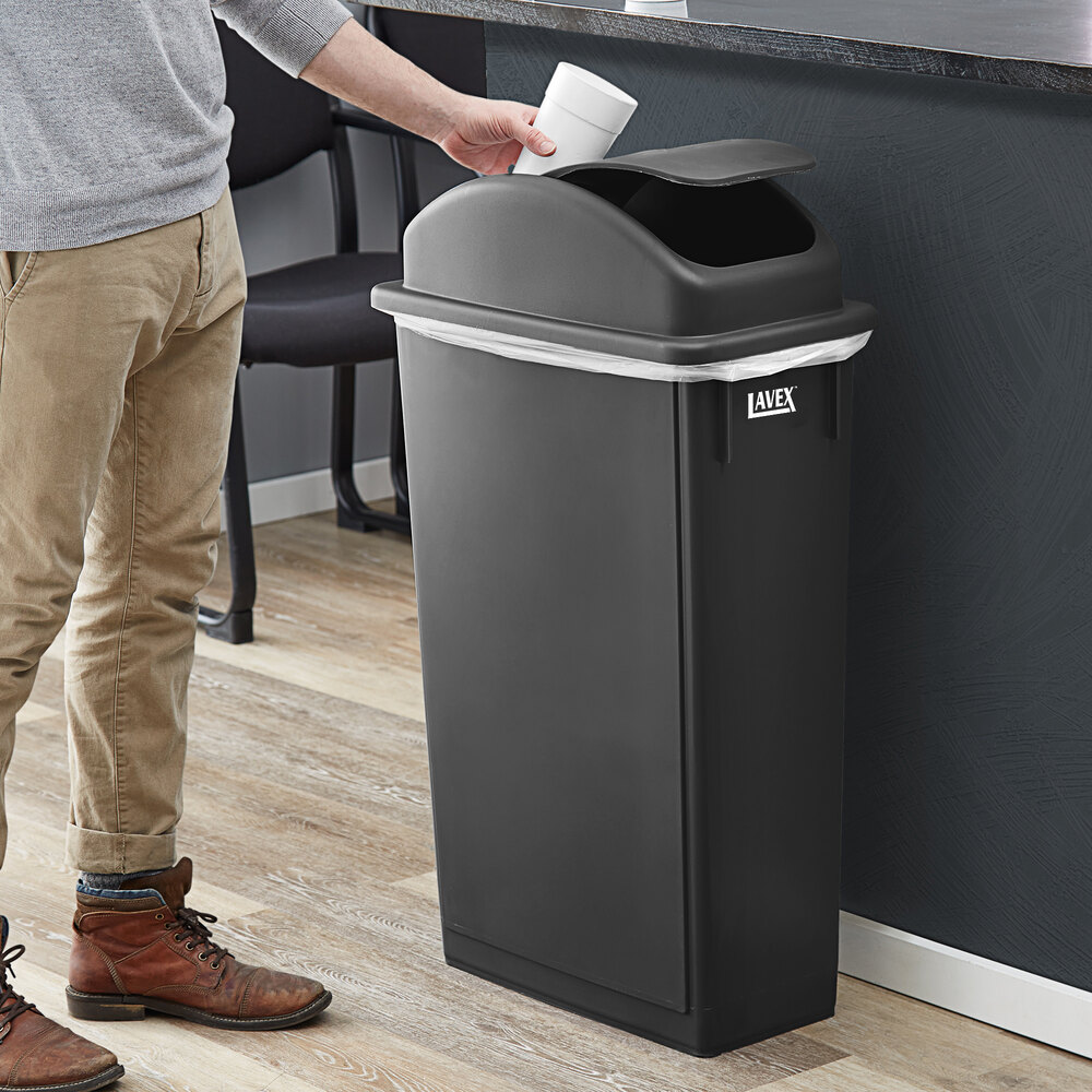 シデンシーザー　ブラックビックバン 23 Gallon Black Slim Rectangular Trash Can with Swing Dome Lid