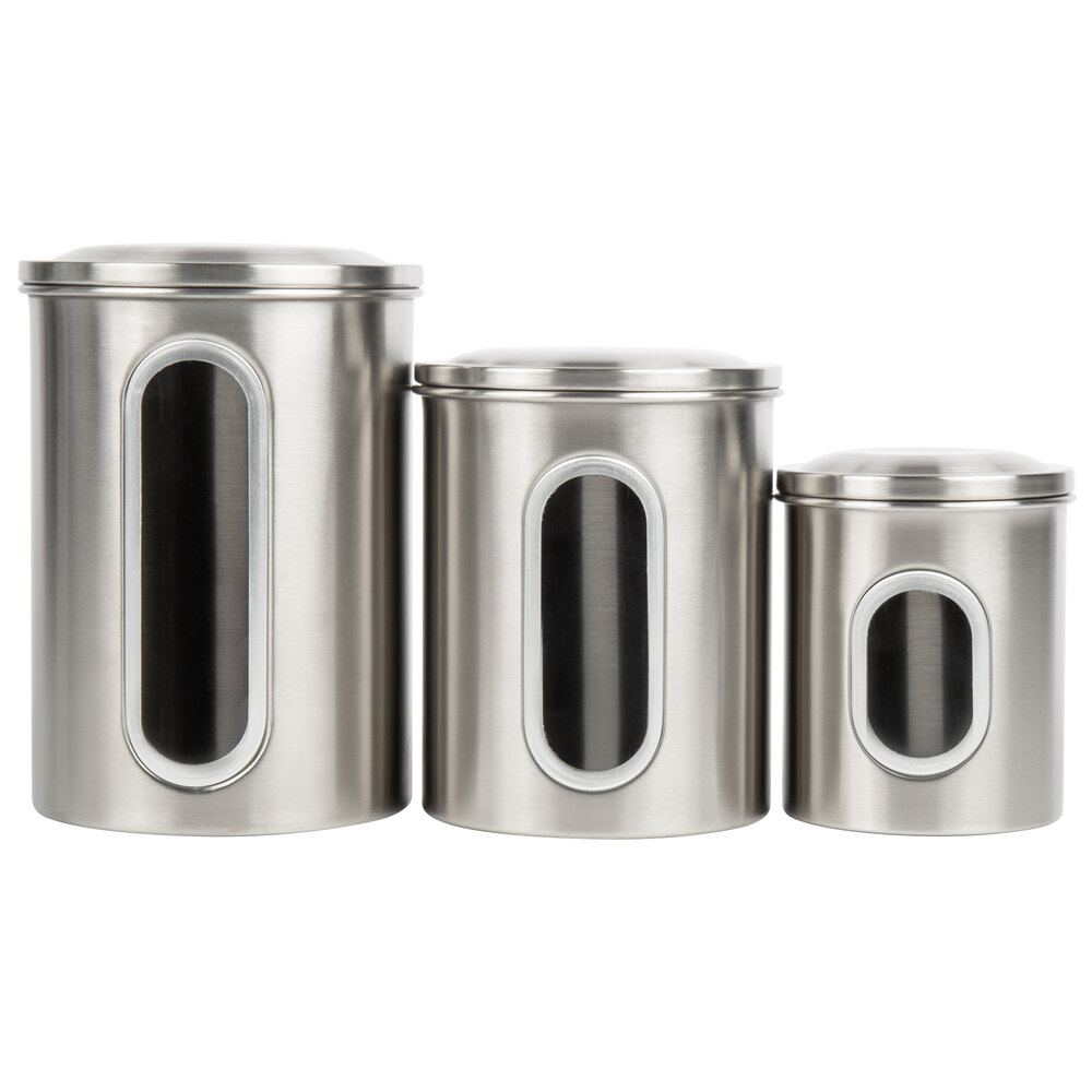 Fox Run Stainless Steel 3Piece Ingredient Storage Canister Set