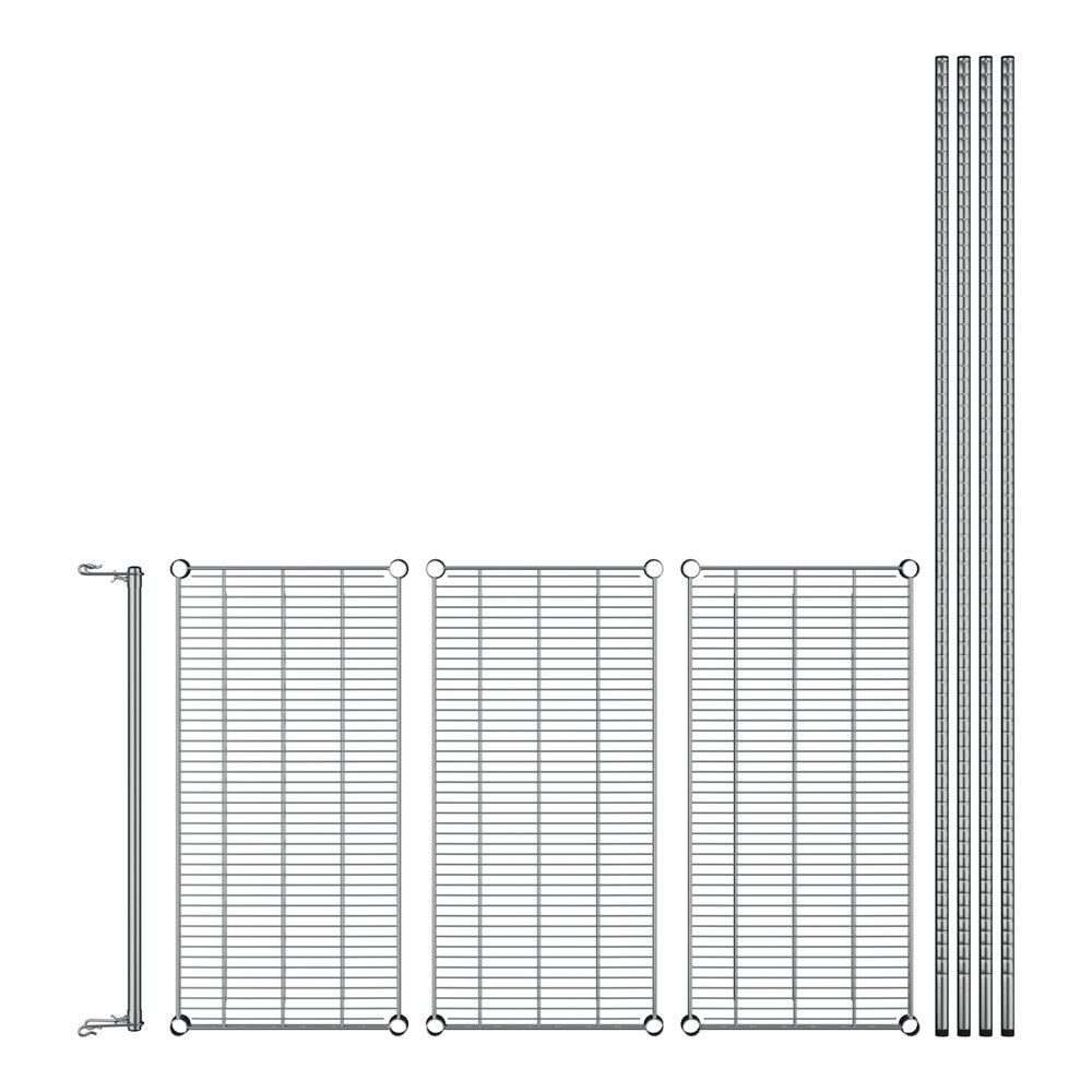 A chrome wire garment rack on a white background.