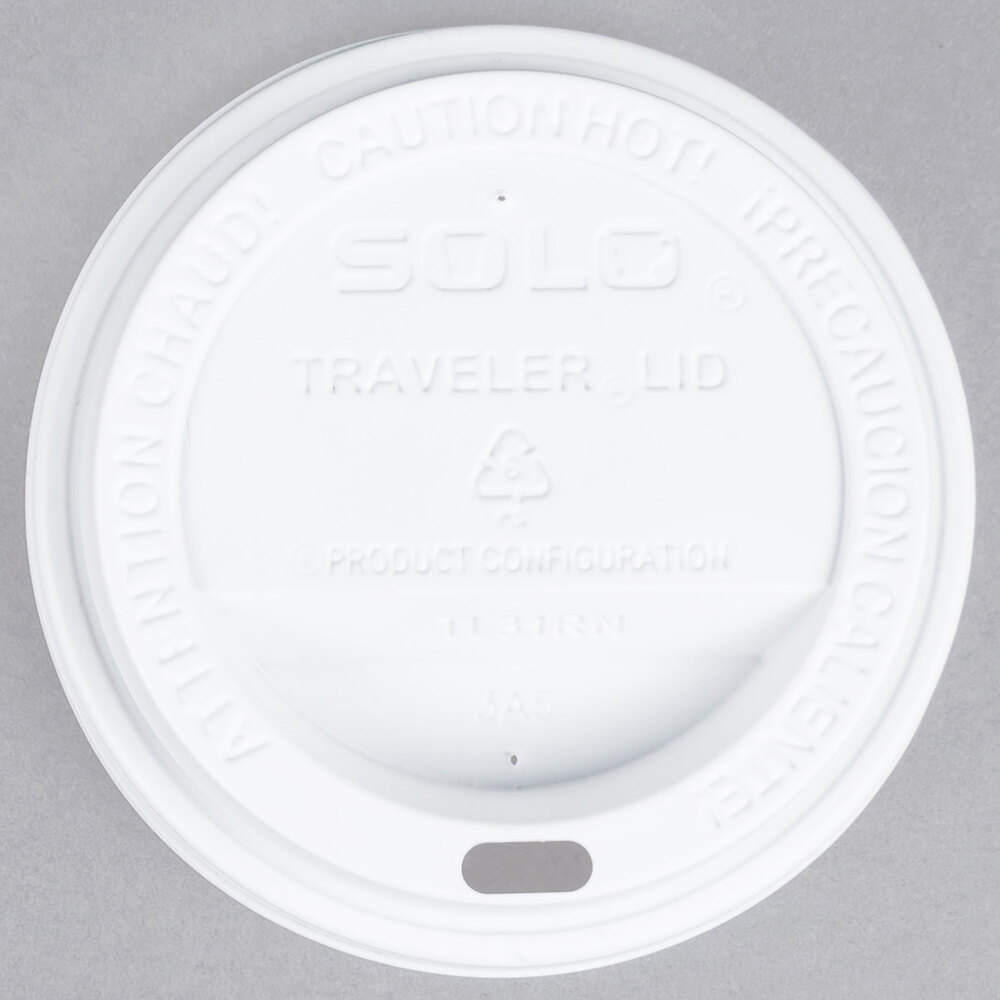 Solo TL31R2-0007 10 oz. White Plastic Traveler Lid - 100/Pack