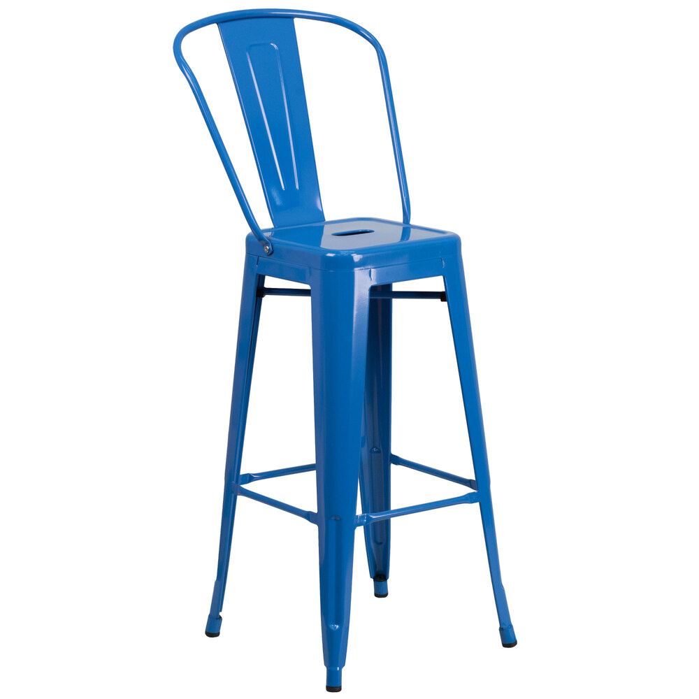 Flash Furniture CH3132030GBBLGG 30" Blue Galvanized Steel Bar