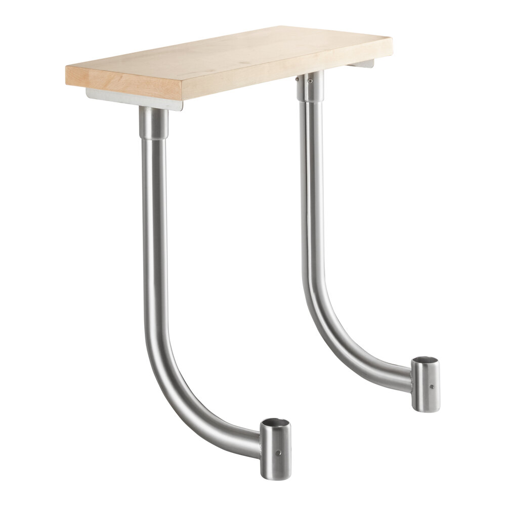 A rectangular wooden board mounted on two curved metal legs.