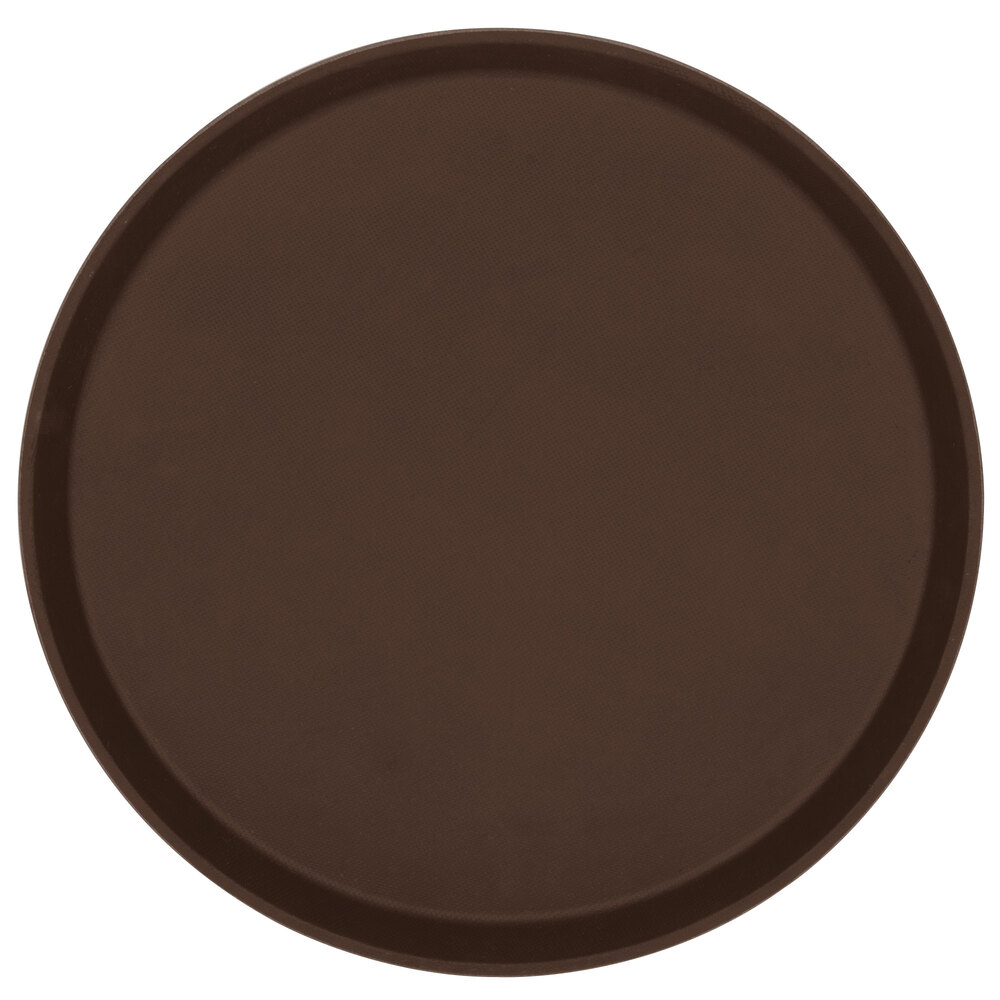 Cambro 1400TL138 Treadlite 14" Round Brown Non-Skid Fiberglass Serving ...