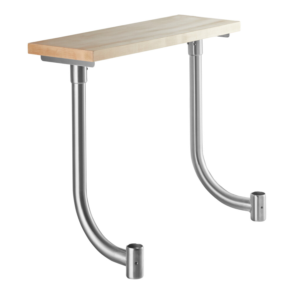 A rectangular wooden board mounted on two curved metal legs.