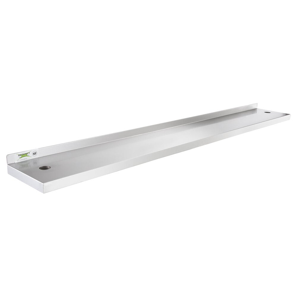 Regency 10 inch x 72 inch Stainless Steel Plate Shelf for 72 inch Long Equipment Stands