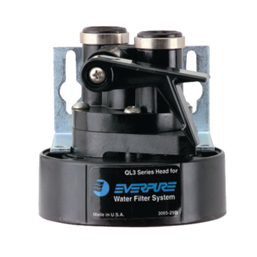Everpure EV9259-14 QL3 Single Filter Head with Bracket and 3/8 inch NPT Threads Pack of 4 Shut-Off Valve 