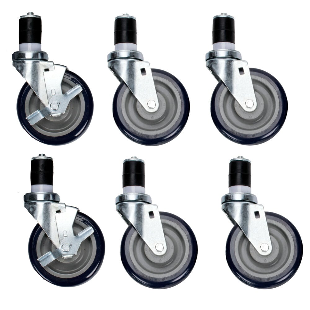 Regency 5 inch Swivel Stem Casters for Work Tables and Equipment Stands - 6/Set